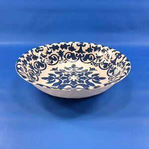 Pier 1 Large Melamine Serving Bowl 13 3/4" Blue and White Royal Regal